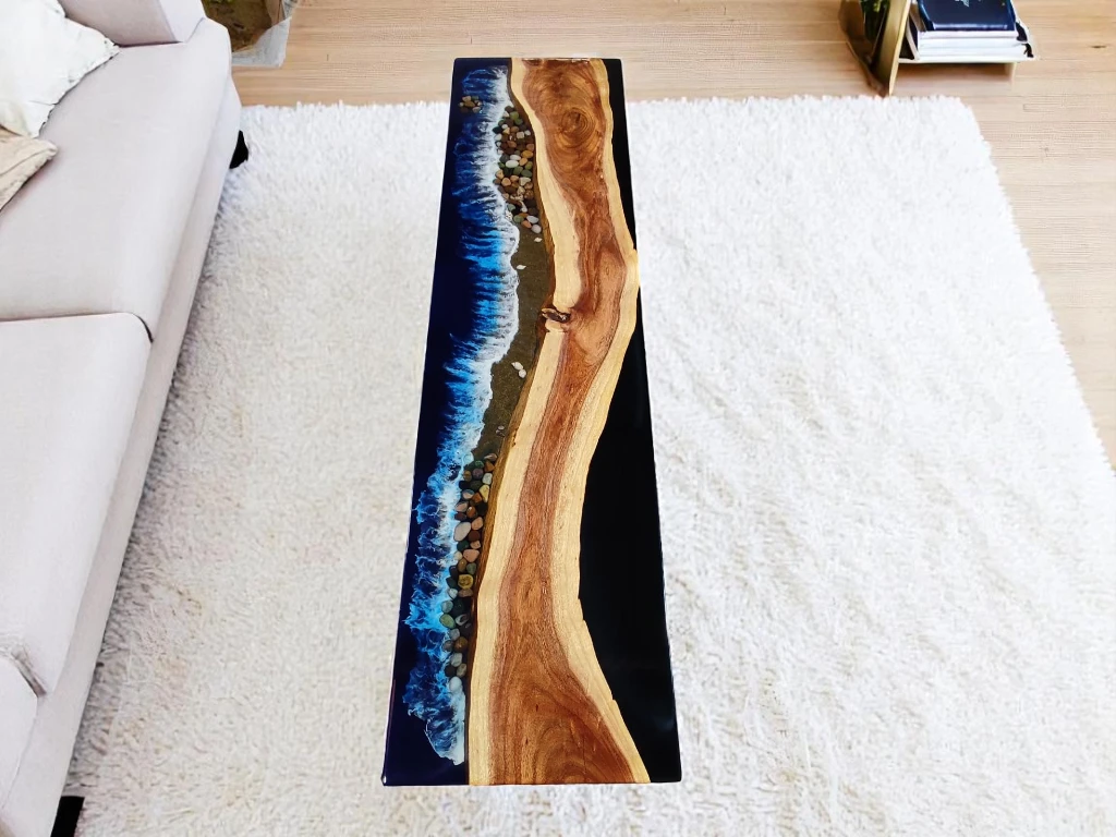 Diy Wood Rectangle Epoxy Table  for Hallway Centerpiece